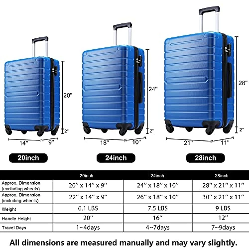 3 Piece Set Luggage Spinner Hardshell Lightweight Durable Suitcase TSA Lock, Women Men Teens Home Outdoor School Travel Carry On Luggage Sets, 20/24/28 Inch Deep Blue 9 3 Piece Set Luggage Spinner Hardshell Lightweight Durable Suitcase TSA Lock, Women Men Teens Home Outdoor School Travel Carry On Luggage Sets, 20/24/28 Inch Deep Blue - Image 8