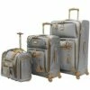 Steve Madden Designer Luggage Collection- 3 Piece Softside Expandable Lightweight Spinner Suitcases- Travel Set Includes Under Seat Bag, 20-Inch Carry On & 28-Inch Checked Suitcase (Harlo Gray) -suitcase shop 51wSkKSTZXL
