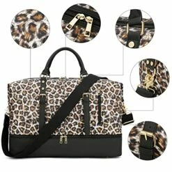 Weekender Overnight Bag Oversized Travel Duffel Leather For Men And Women (Brown Black Leopard Print) -suitcase shop 51xxz37s SL