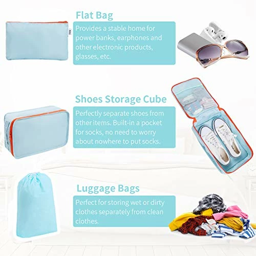 DIMJ 11 Set Packing Cubes, Travel Luggage Packing Organizers Lightweight Travel Cloth Storage Bag With Bra Underwear Cube Cosmetics Bag And Shoe Pouch 7 DIMJ 11 Set Packing Cubes, Travel Luggage Packing Organizers Lightweight Travel Cloth Storage Bag With Bra Underwear Cube Cosmetics Bag And Shoe Pouch - Image 5