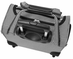 London Fog Cambridge Ultra-Lightweight 15inch 2-Wheel Under The Seat Bag, Black/White Houndstooth -suitcase shop 51yb2CN9M7L