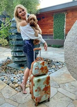 World Traveler Europe 2-Piece Carry-On Spinner Luggage Set With TSA Lock, Brown, One_Size -suitcase shop 51ziwzBeIKL