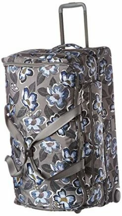 Vera Bradley Recycled Lighten Up Reactive XL Foldable Rolling Duffle Luggage, Blooms Shower