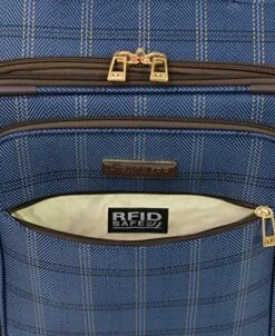 London Fog Brentwood II 4 Piece Set (with Under The Seat Bag), Blue Window Pane -suitcase shop 612DNBWF52L
