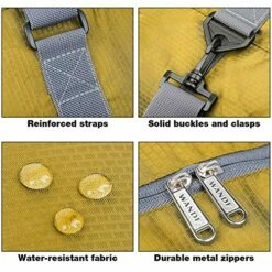 Wandf Foldable Travel Duffel Bag Luggage Sports Gym Water Resistant Nylon (Yellow) -suitcase shop 618vD4apxDL