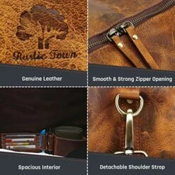 Leather Duffel Bags For Men Women - Airplane Underseat Carry On Luggage By Rustic Town -suitcase shop 61PmVTP5PiL