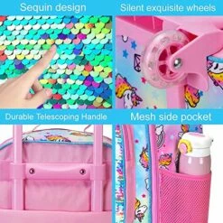 Kids Suitcase, Rolling Luggage With Wheels For Girls - Unicorn -suitcase shop 61RhWVwgC L