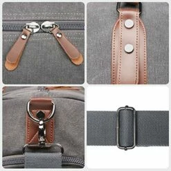 Oflamn Large Duffle Bag Canvas Leather Weekender Overnight Travel Carry On Tote Bag With Shoe Compartment And Toiletry Bag (Grey) -suitcase shop 61 nGCJt0KL