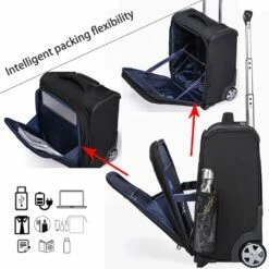 VERAGE Wheeled Underseat Carry-on Rolling Business Suitcase With USB Port,16.5 Inch Softside Airline Approved Luggage -suitcase shop 61hnNZfAsML