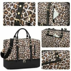 Weekender Overnight Bag Oversized Travel Duffel Leather For Men And Women (Brown Black Leopard Print) -suitcase shop 61qxlLaG7lL