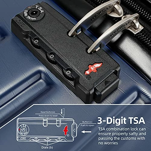 SHOWKOO 3 Piece Luggage Sets Expandable ABS Hardshell Hardside Lightweight Durable Spinner Wheels Suitcase With TSA Lock (Deep Blue) 8 SHOWKOO 3 Piece Luggage Sets Expandable ABS Hardshell Hardside Lightweight Durable Spinner Wheels Suitcase With TSA Lock (Deep Blue) - Image 6