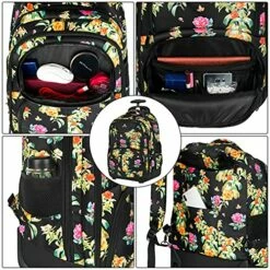 Backpack With Wheels, Travel-friendly Rolling Laptop Backpack For Men Women, MATEIN Freewheel Carry On Luggage Business Bag, Compact College School Student Computer Bag Fit 17 Inch Notebook, Floral -suitcase shop 61x4 P1eVsL