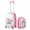 HONEY JOY 2Pc Kids Luggage Set, 12'' Backpack & 16'' Rolling Suitcase, Hard Shell Trolley Suitcase With Spinner Wheels, Carry On Luggage Set For Boys And Girls Travel (Unicorn) -suitcase shop 61xhmiuDOlL