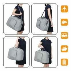 16" Foldable Duffle Bag 20L For Travel Gym Sports Packable Lightweight Luggage Duffel Water-resistant By WANDF (Light Grey 16", 16 Inches (20 Liter)) -suitcase shop 71AdFrCb7rL