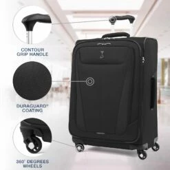 Travelpro Maxlite 5 Lightweight Checked Medium 25" Expandable Softside Luggage Black, 25-inch -suitcase shop 71GxthN72JL