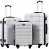Coolife Luggage 3 Piece Set Suitcase Spinner Hardshell Lightweight TSA Lock 4 Piece Set (White) -suitcase shop 71NHTuS2moL
