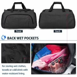 Gym Duffle Bag Waterproof Large Sports Bags Travel Duffel Bags With Shoes Compartment Weekender Overnight Bag Men Women 40L Black -suitcase shop 71NtR28w6CL