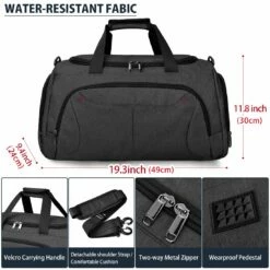 Gym Duffle Bag Waterproof Large Sports Bags Travel Duffel Bags With Shoes Compartment Weekender Overnight Bag Men Women 40L Black -suitcase shop 71qbTHUk 2BjL