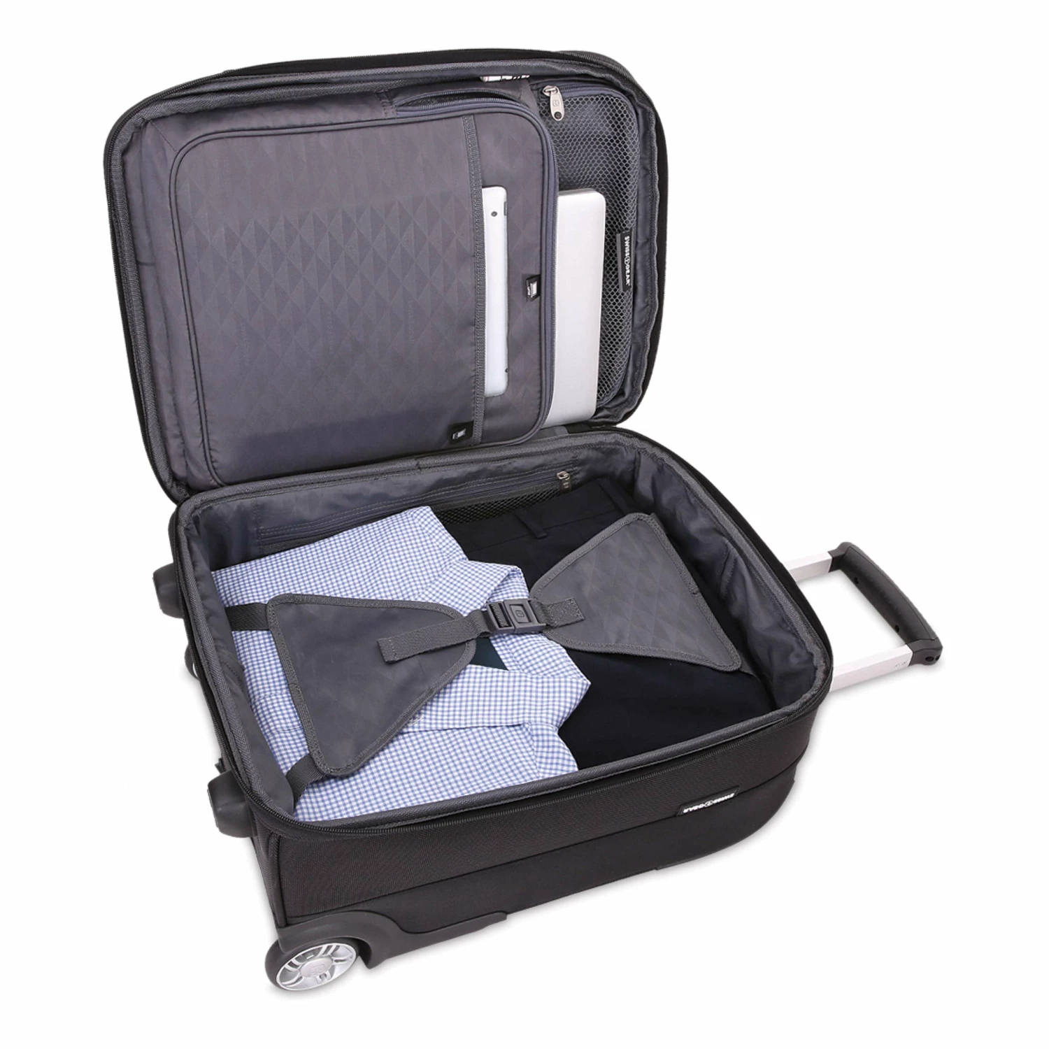 SWISSGEAR Premium Rolling Carry-On 19-inch Luggage | Wheeled Weekend Travel Suitcase | Men's And Women's - Black 7 SWISSGEAR Premium Rolling Carry-On 19-inch Luggage | Wheeled Weekend Travel Suitcase | Men's And Women's - Black - Image 5