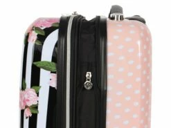 Betsey Johnson 30 Inch Checked Luggage Collection - Expandable Scratch Resistant (ABS + PC) Hardside Suitcase - Designer Lightweight Bag With 8-Rolling Spinner Wheels (Stripe Roses) -suitcase shop 811im9chKmL
