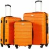 COOLIFE Luggage 3 Piece Set Suitcase Spinner Hardshell Lightweight TSA Lock (Orange) -suitcase shop 819xX GWS5L