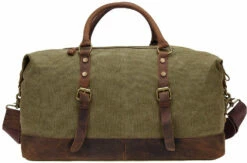 Duffel Bag, Berchirly 21" Large Canvas Leather Travel Sports Gym Bag Toiletry Bag Shoulder Carryon Luggage For Men Women - Army Green -suitcase shop 81E7cy QUnL