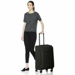 AmazonBasics Belltown Softside Rolling Spinner Suitcase Luggage - 25 Inch, Heather Black -suitcase shop 81WYs1Ee5oL