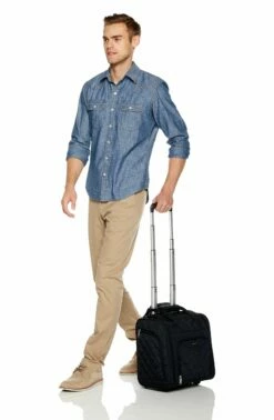 AmazonBasics Underseat Carry-On Rolling Travel Luggage Bag - Black Quilted -suitcase shop 81xTnGsNdwL