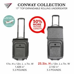 Travelers Club Luggage 17" Top Expandable Underseater W/Side USB Port Connector, Dark Gray Suitcase, Carry -suitcase shop 915ICY5RaBL