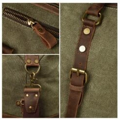 Duffel Bag, Berchirly 21" Large Canvas Leather Travel Sports Gym Bag Toiletry Bag Shoulder Carryon Luggage For Men Women - Army Green -suitcase shop 91g5 kGGUbL