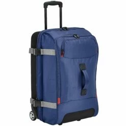 AmazonBasics Rolling Travel Duffel Bag Luggage With Wheels, Medium, Blue