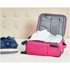 AmazonBasics Lightweight Luggage, Softside Spinner Travel Suitcase With Wheels - 22 Inch, Pink -suitcase shop 91oL0mE9GhL